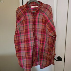 Free People We the Free Summer Daydream Plaid Top Tunic Lg